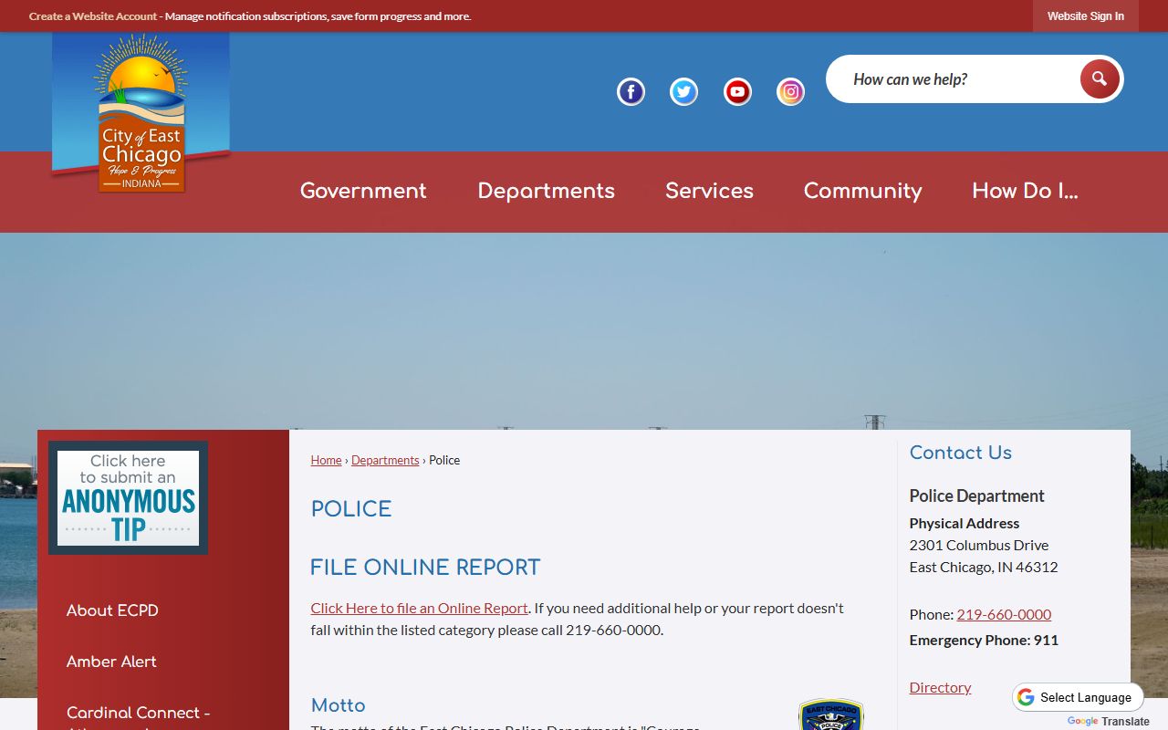 East Chicago Police Department booking and arrest information