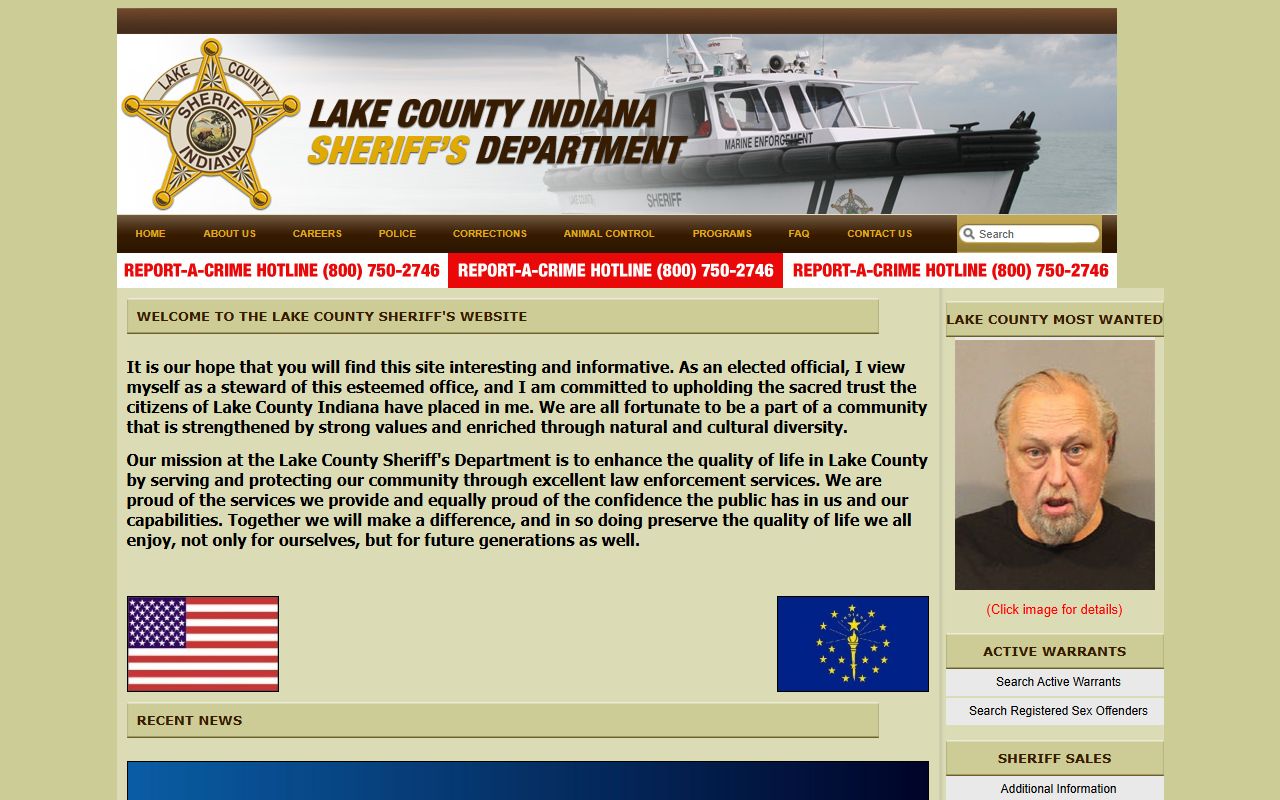Lake County Sheriff inmate database for Hobart arrest records