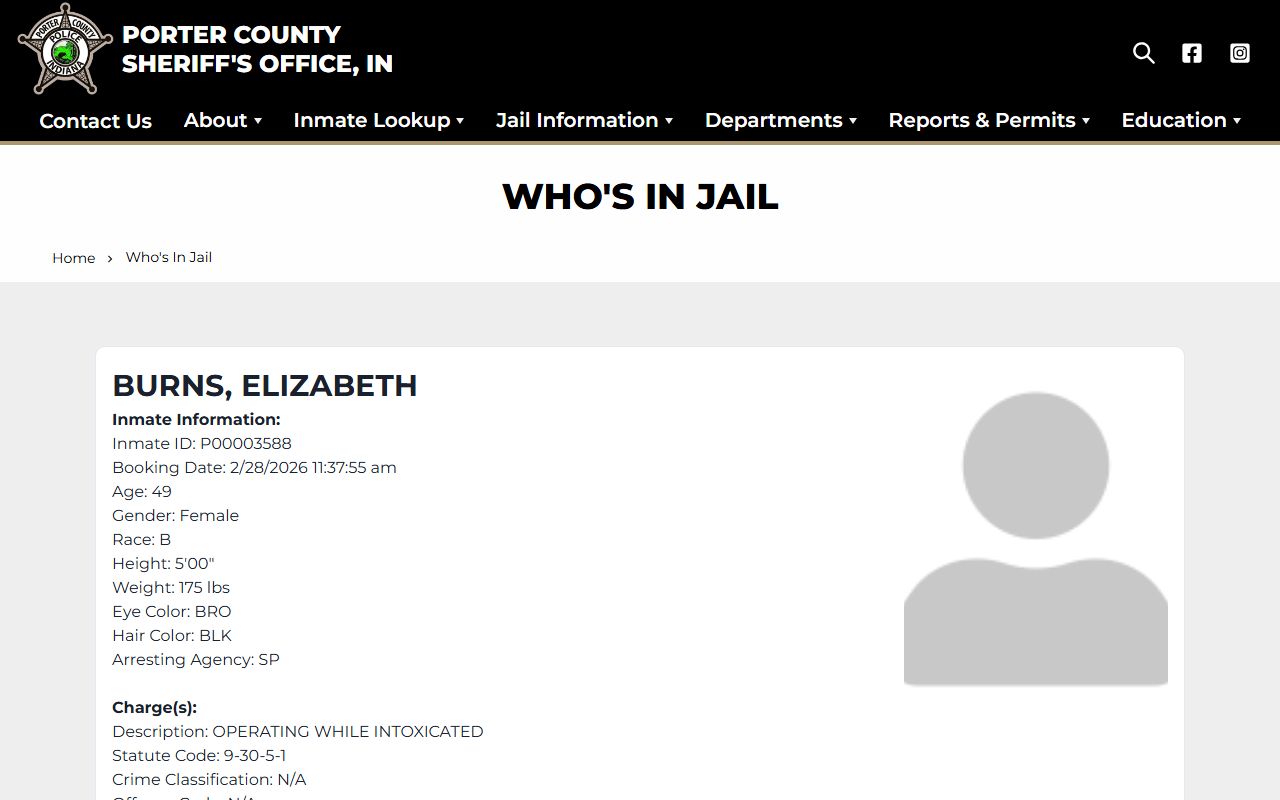 Porter County Sheriff who's in jail Portage