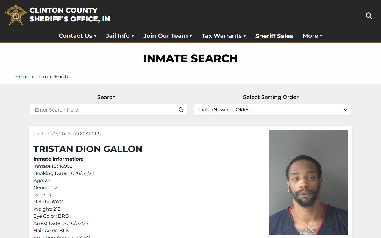 Clinton County Sheriff inmate search portal