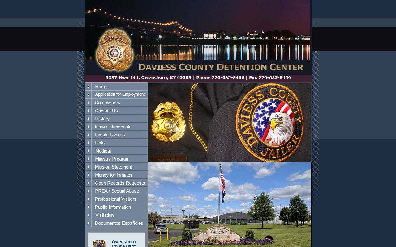 Daviess County Detention Center inmate lookup portal