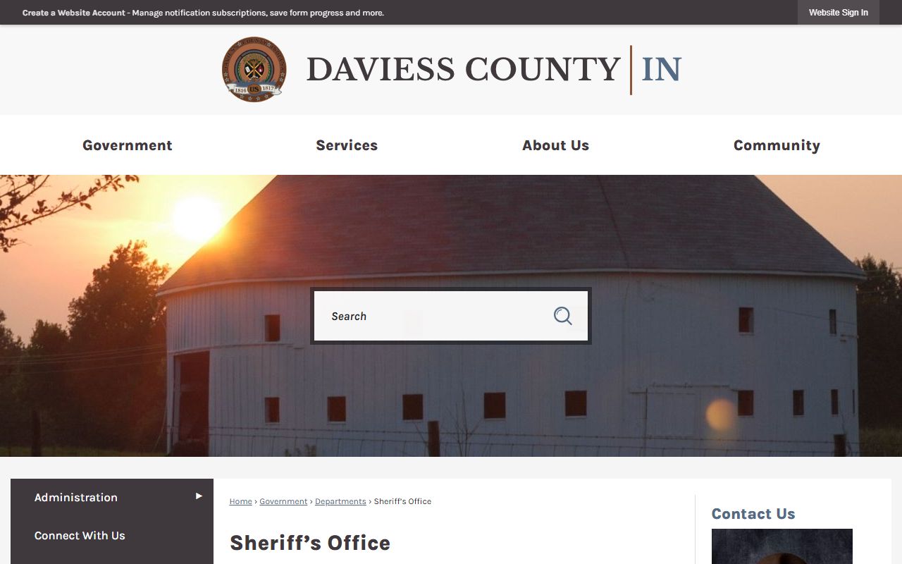 Daviess County Sheriff website homepage