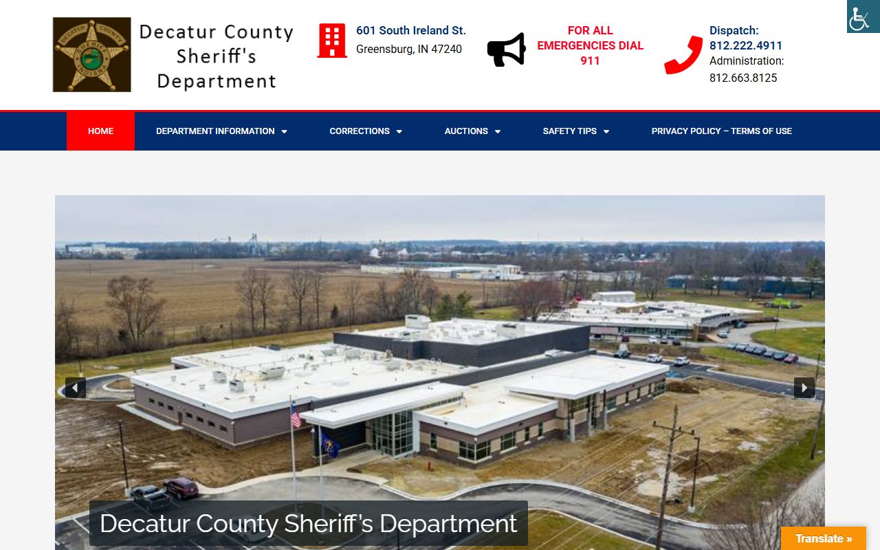 Decatur County Sheriff website homepage