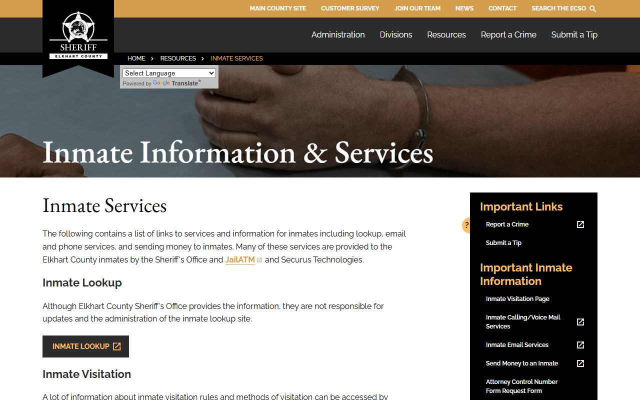 elkhart county sheriff inmate services portal elkhart county recent bookings database