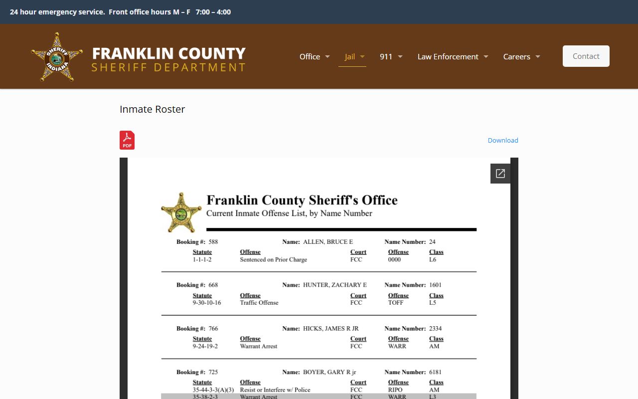 franklin county inmate roster database franklin county recent bookings