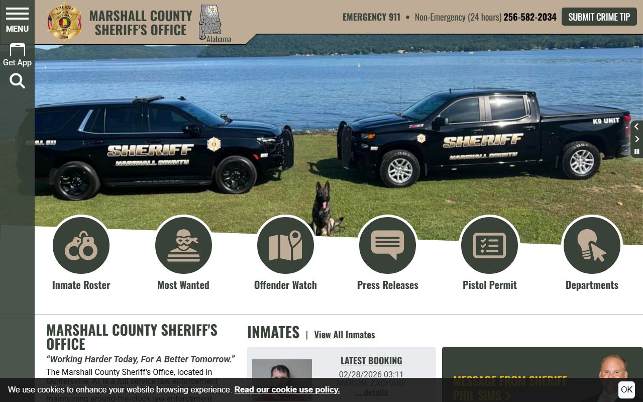 Marshall County Sheriff Office website marshall county recent bookings