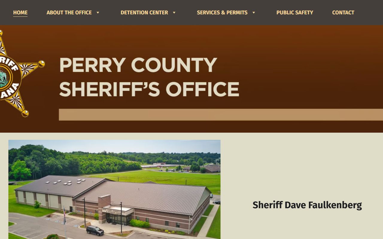 Perry County Sheriff website showing inmate list and office information