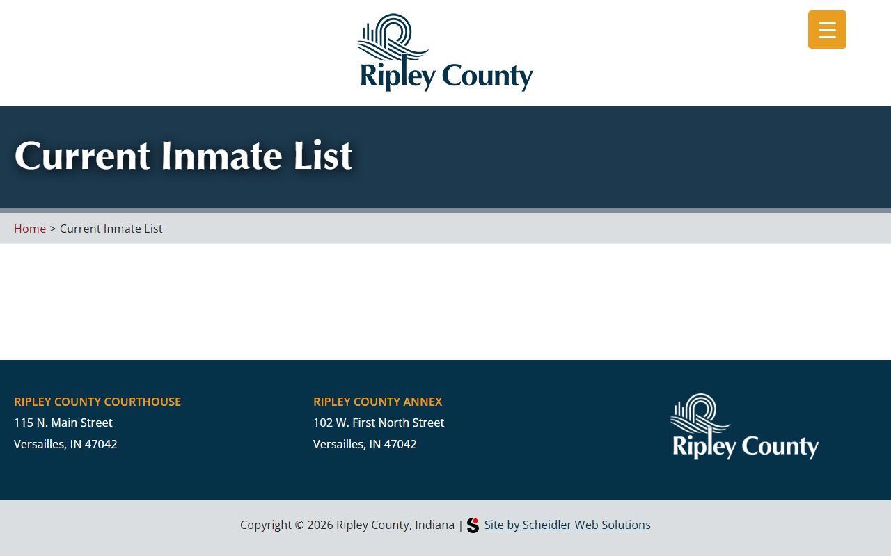 Ripley County inmate list download page showing current jail roster for public access
