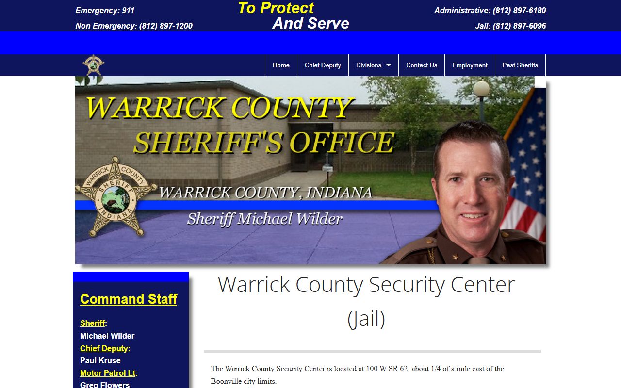 Warrick County Sheriff jail records page Boonville Indiana recent bookings