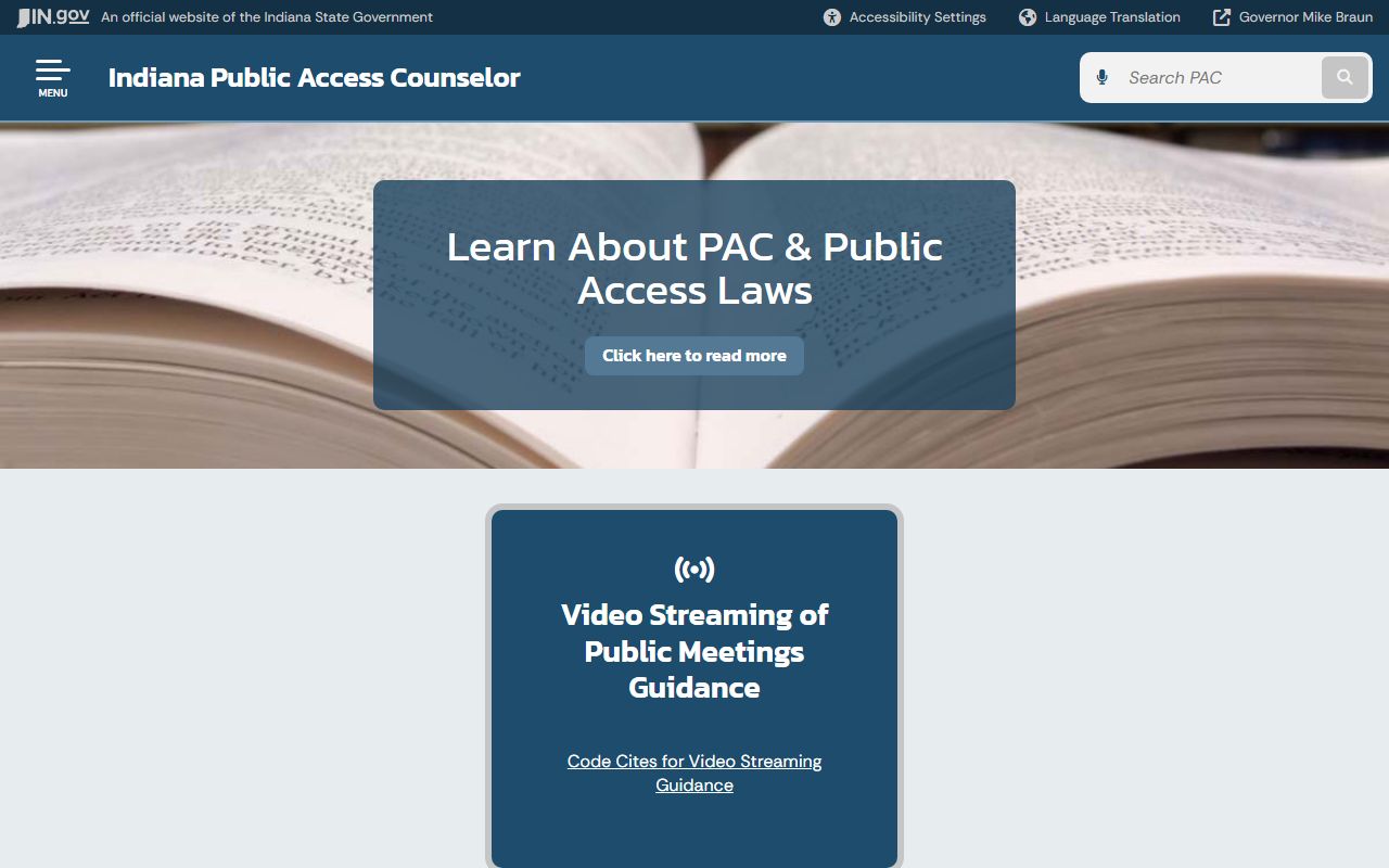 Indiana Public Access Counselor portal for filing public records complaints related to recent bookings